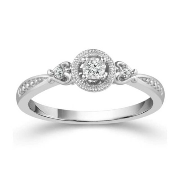 Diamond Promise, Engagement Ring 10K White Gold REAL DIAMONDS - Picture 7 of 10